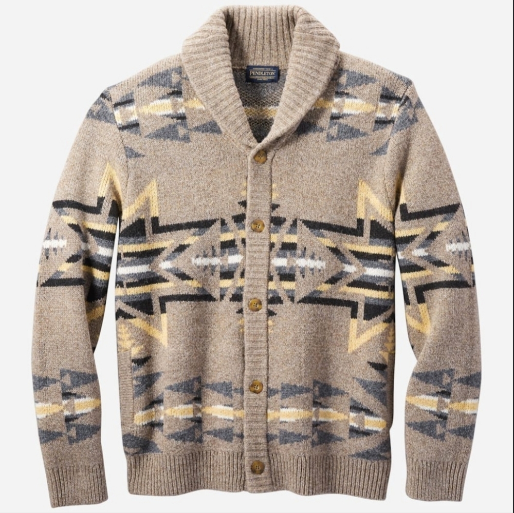 Pendleton Plains Star Shetland Wool Cardigan Sweater